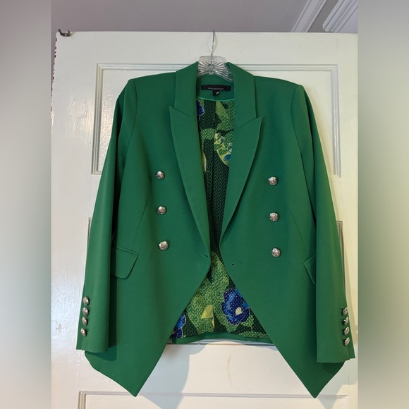 WHBM Studio Blazer Double Breasted GREEN with Gold Buttons Blazer Rare color - Picture 1 of 4